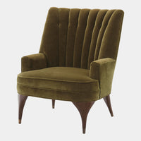Channel Moss Green Velvet Accent  Chair