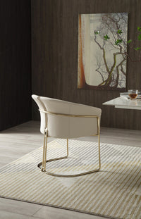 Corita Beige Vegan Leather + Champagne Gold Dining Chair