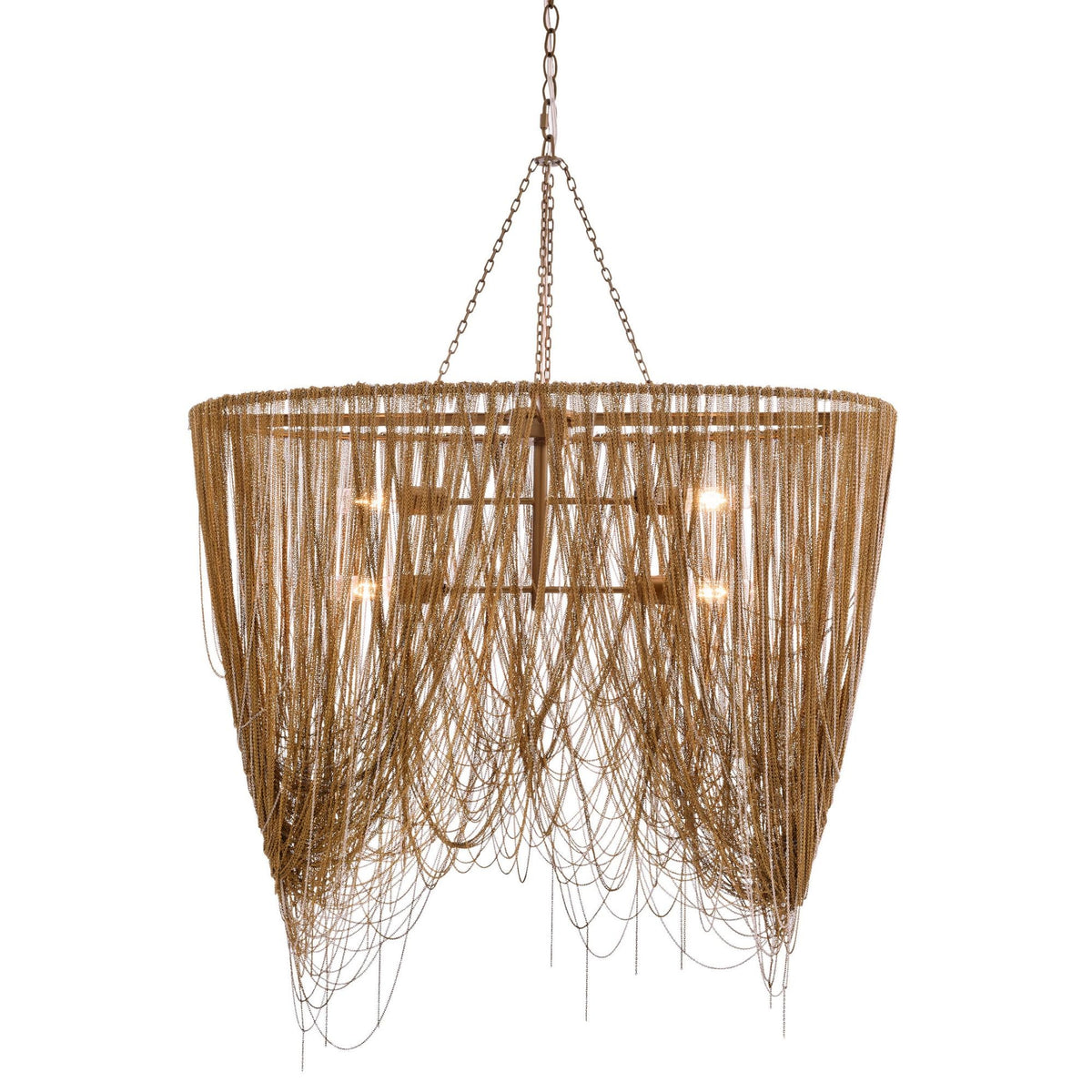 Jhene 36" Dramatic Cascading Antique Brass Chandelier