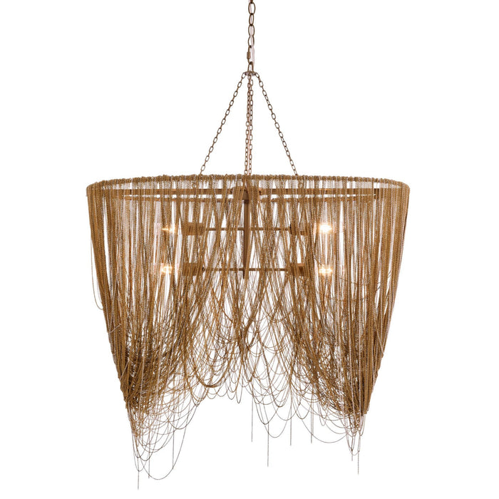 Jhene 36" Dramatic Cascading Antique Brass Chandelier