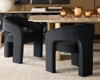 Isidore Black Plush Upholstered Open Back Dining Chair