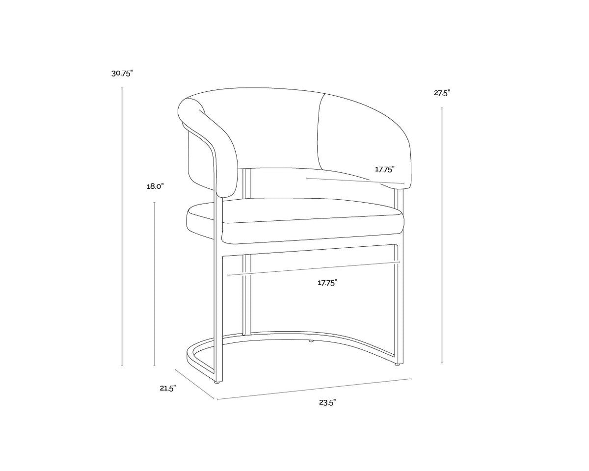 Marris Teal Fabric & Gold Cantilever Dining Armchair