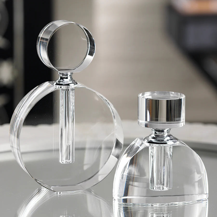 Florence Modern Round Glass Perfume Bottle - Large (Set of 2)