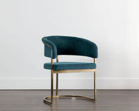 Marris Teal Fabric & Gold Cantilever Dining Armchair