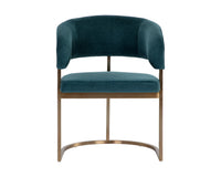 Marris Teal Fabric & Gold Cantilever Dining Armchair