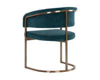 Marris Teal Fabric & Gold Cantilever Dining Armchair