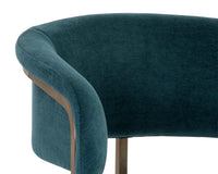 Marris Teal Fabric & Gold Cantilever Dining Armchair