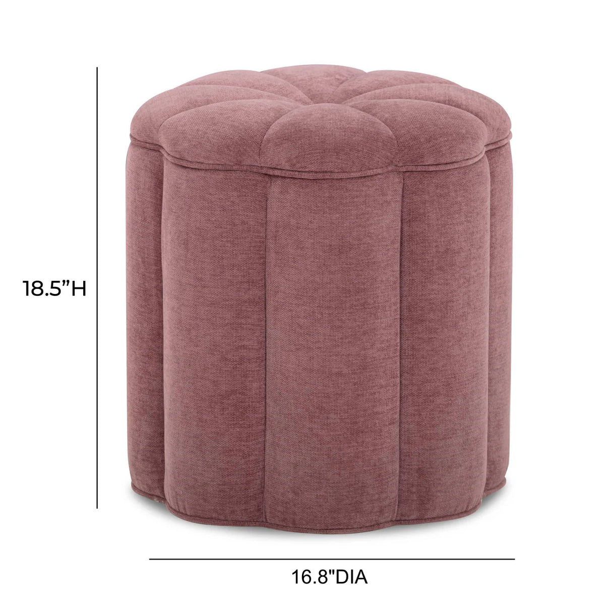 Petals Textured Mauve Performance Velvet Storage Ottoman
