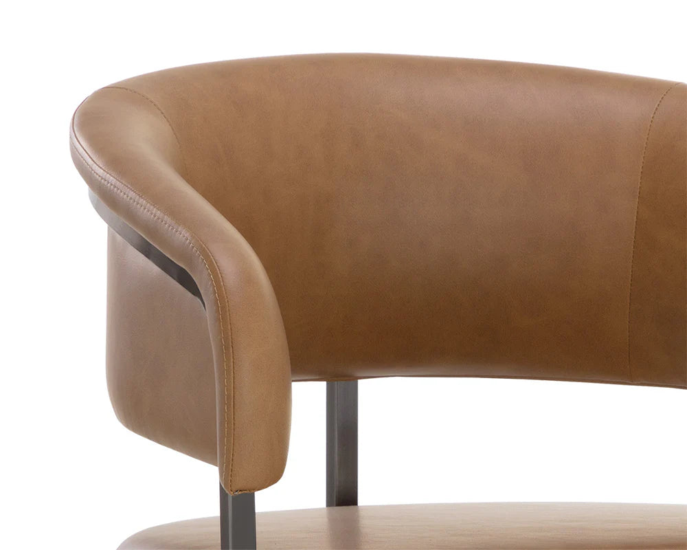 Marris Cognac Faux Leather & Gunmetal Cantilever Barstool