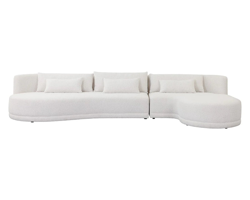 Laken 160" White Boucle Sofa Chaise - RAF