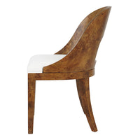Florencia Dark Burl Wood & Performance White Linen Chair