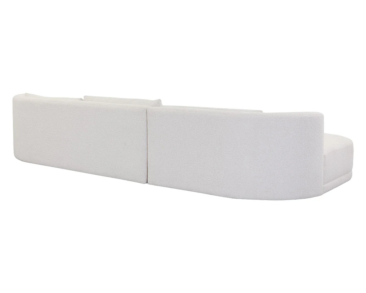 Laken 160" White Boucle Sofa Chaise - RAF