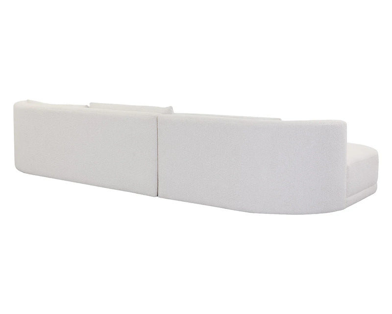 Laken 160" White Boucle Sofa Chaise - RAF