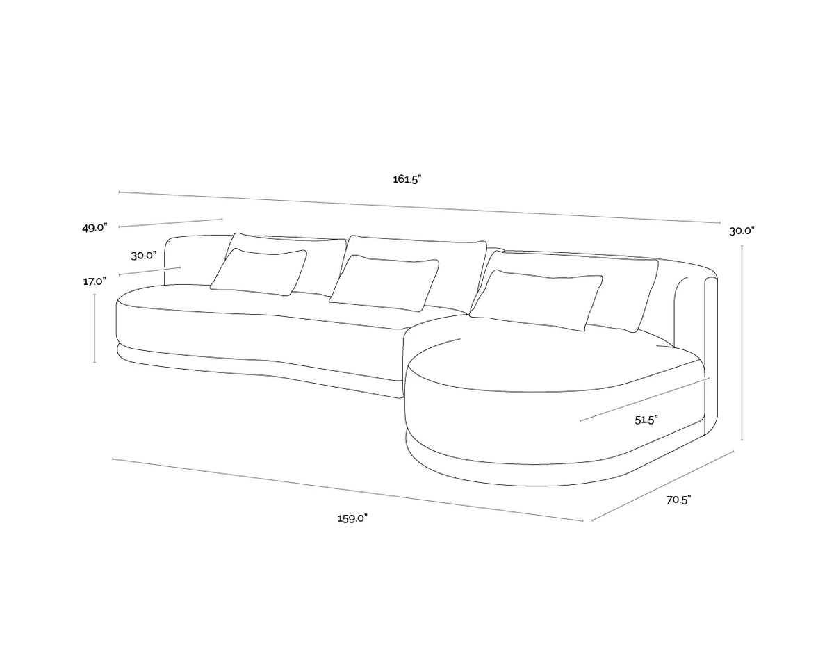 Laken 160" White Boucle Sofa Chaise - RAF