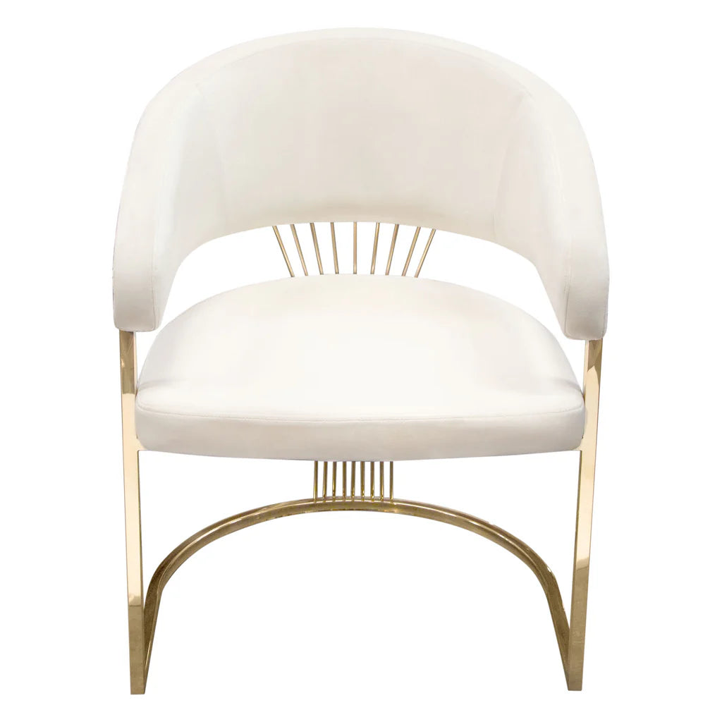 Adelpha Cream Velvet with Polished Gold Dining Chair