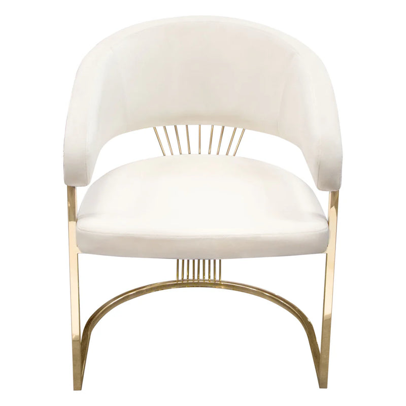 Adelpha Cream Velvet with Polished Gold Dining Chair