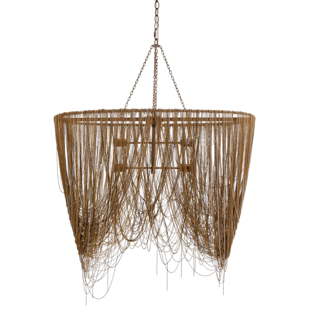 Jhene 36" Dramatic Cascading Antique Brass Chandelier