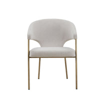 Taner Off-White Fabric & Brass Dining Chair