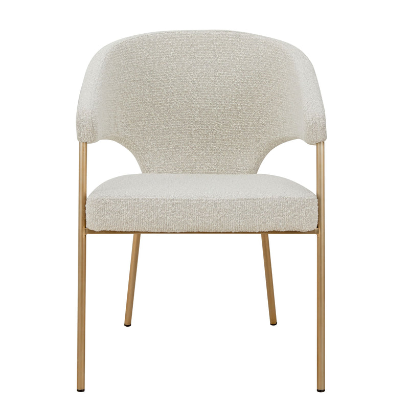 Taner Modern Light Grey Fabric Antique Brass Dining Chair