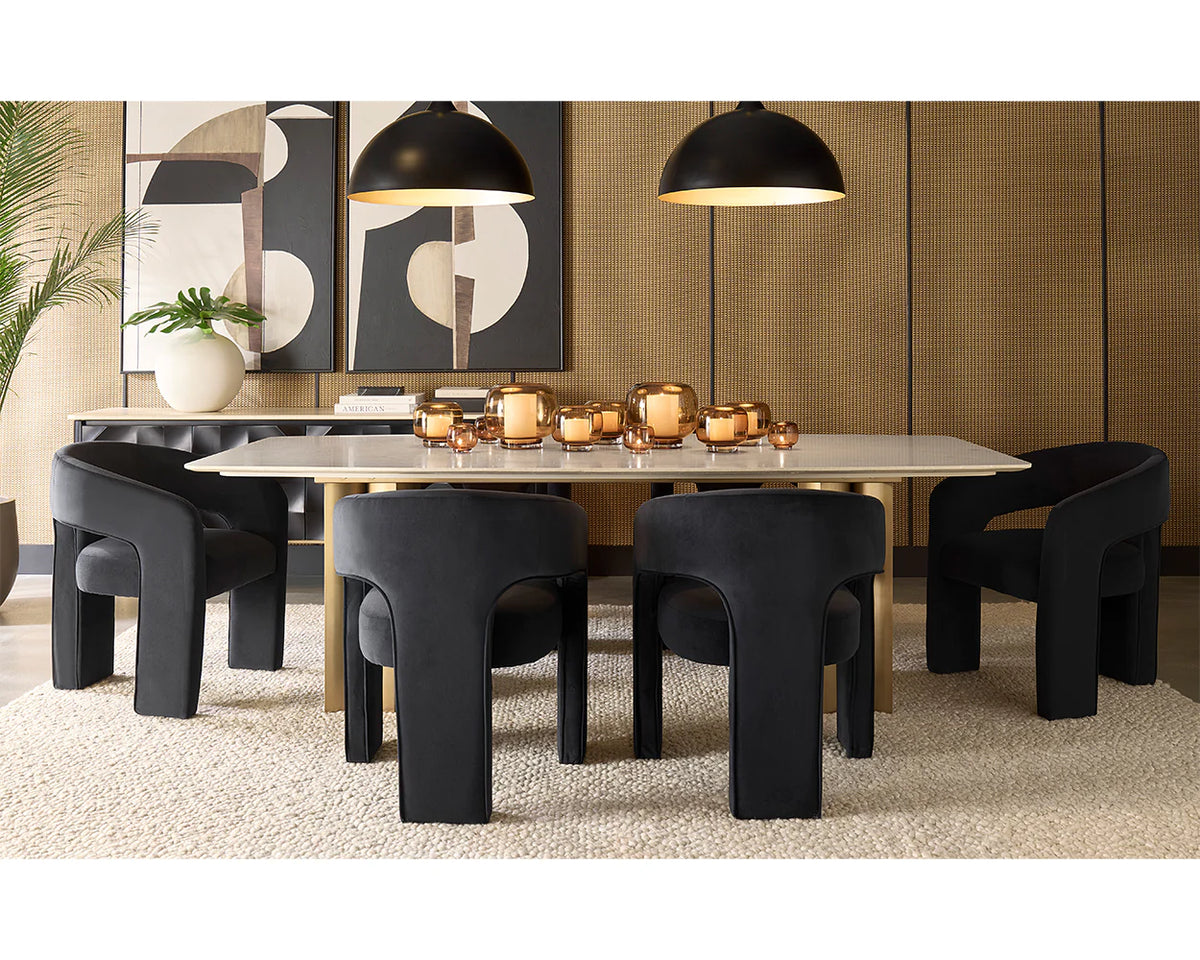 Isidore Black Plush Upholstered Open Back Dining Chair