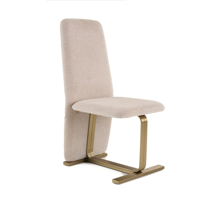 Shale Modern Beige Linen + Brushed Brass Dining Chair (Set of 2)