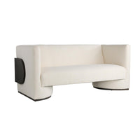 Cecilia 74" White Boucle & Ebony Wrapped Panel Sofa