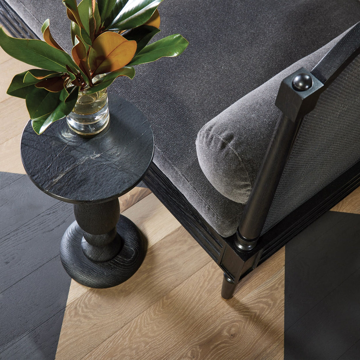 Josephine 74" Blackened Oak  & Soft Grey Velvet Daybed