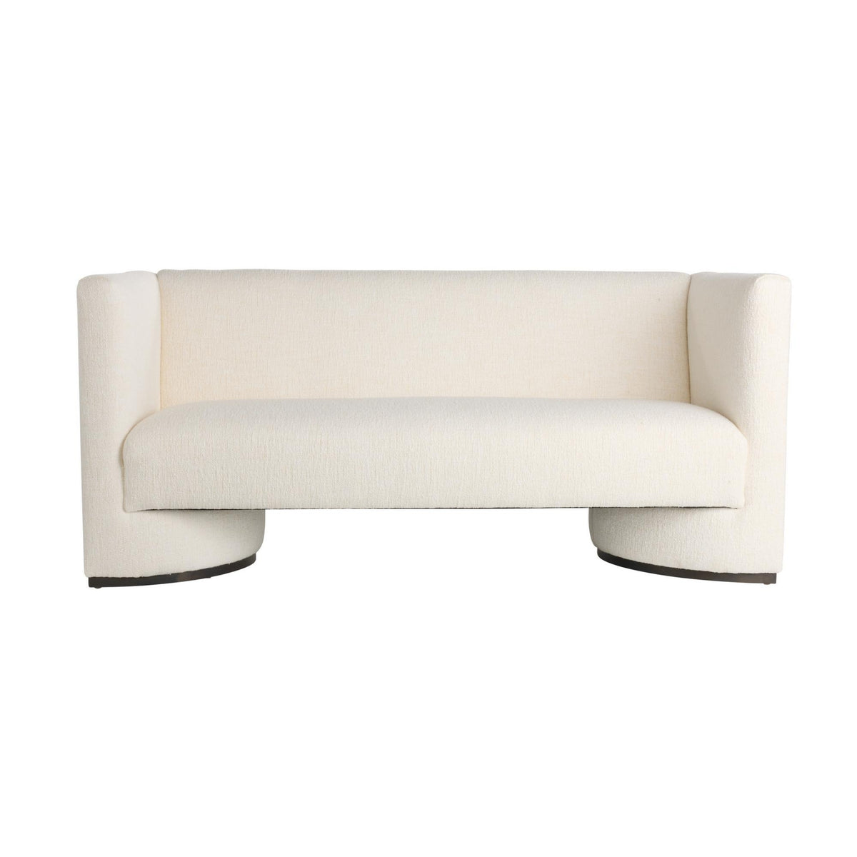 Cecilia 74" White Boucle & Ebony Wrapped Panel Sofa