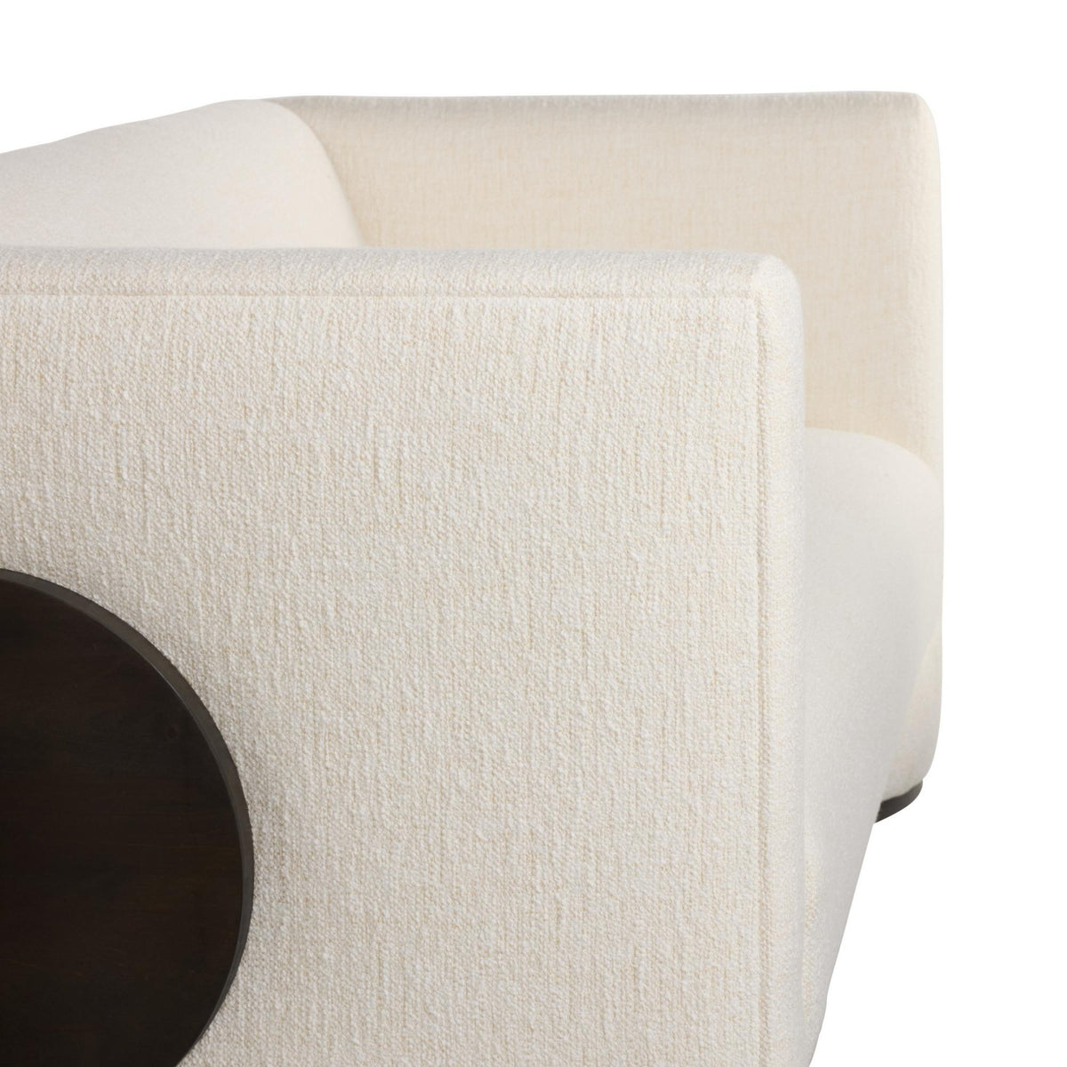 Cecilia 74" White Boucle & Ebony Wrapped Panel Sofa