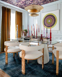 Ezra White Linen/Gold & Burl Wood Chair
