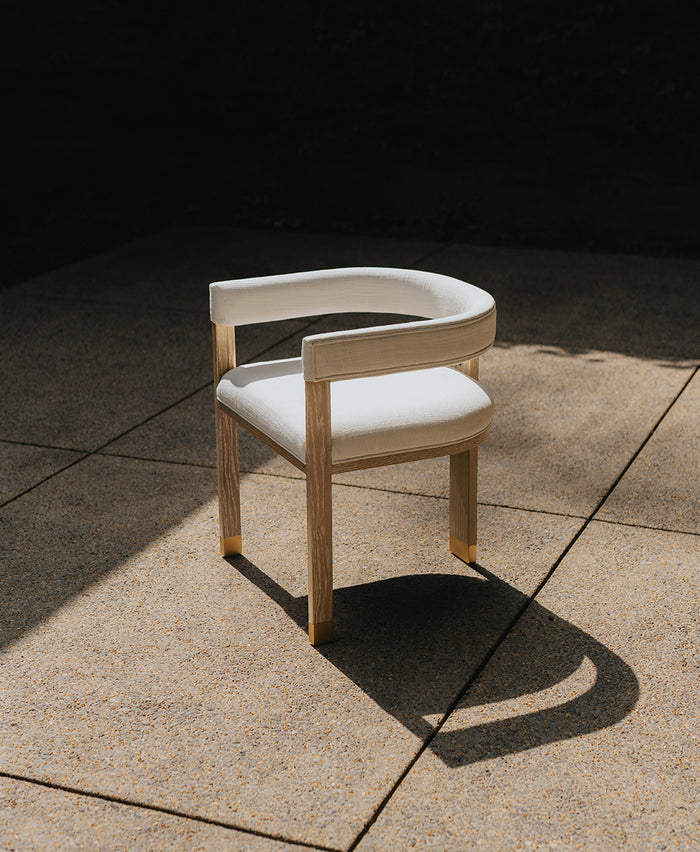 Ezra Cerused Oak & White Linen Chair