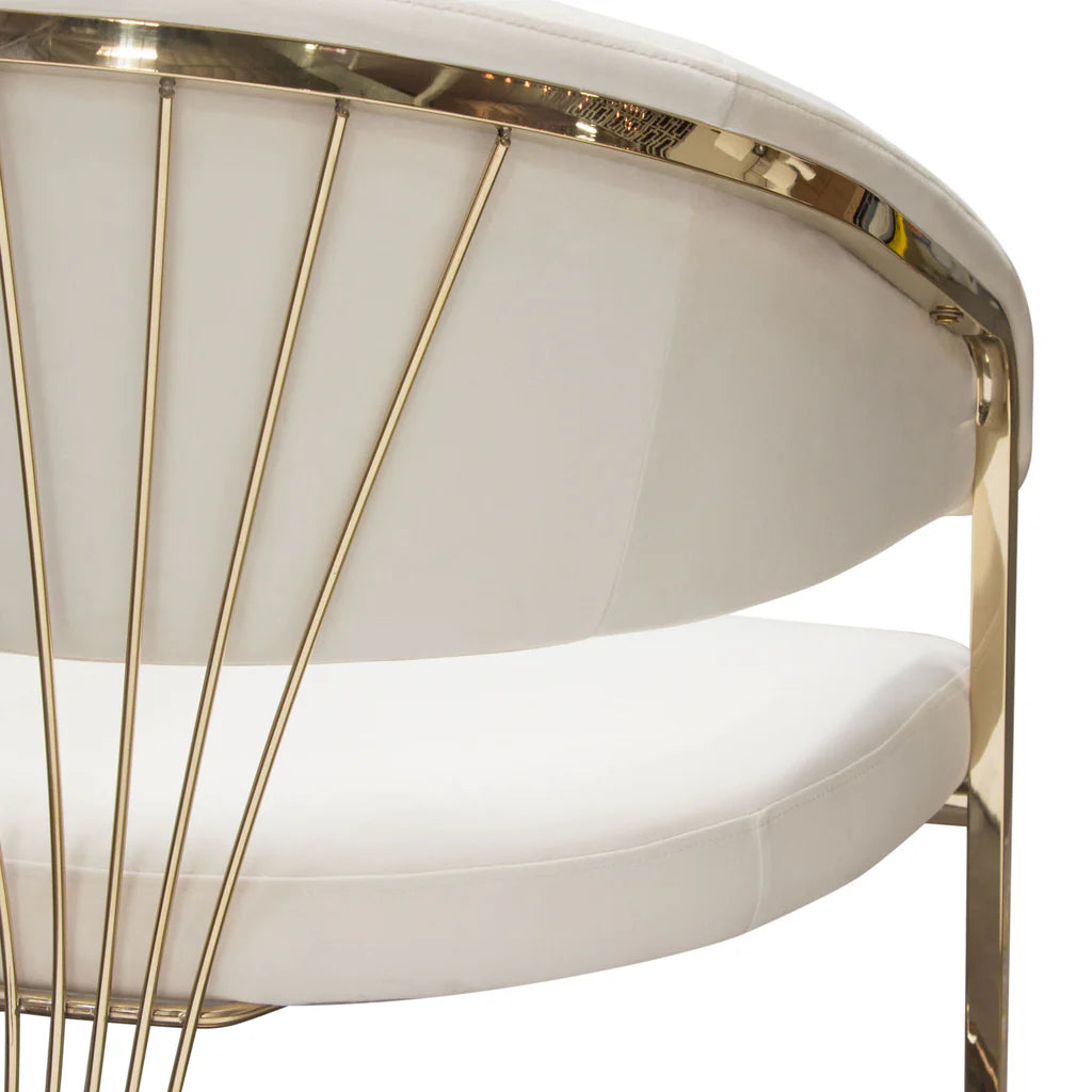 Adelpha Cream Velvet with Polished Gold Dining Chair