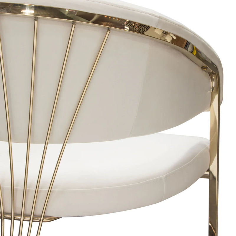 Adelpha Cream Velvet with Polished Gold Dining Chair