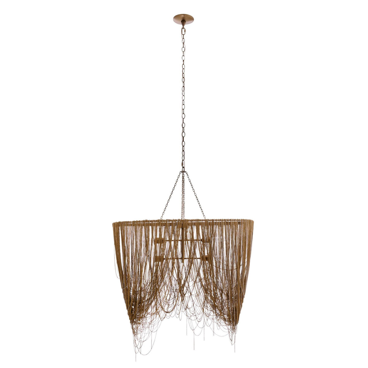 Jhene 36" Dramatic Cascading Antique Brass Chandelier