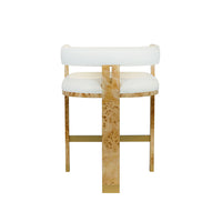 Ezra Natural Burl & White Linen Counter Stool