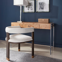 Ezra Espresso Oak & White Linen Chair