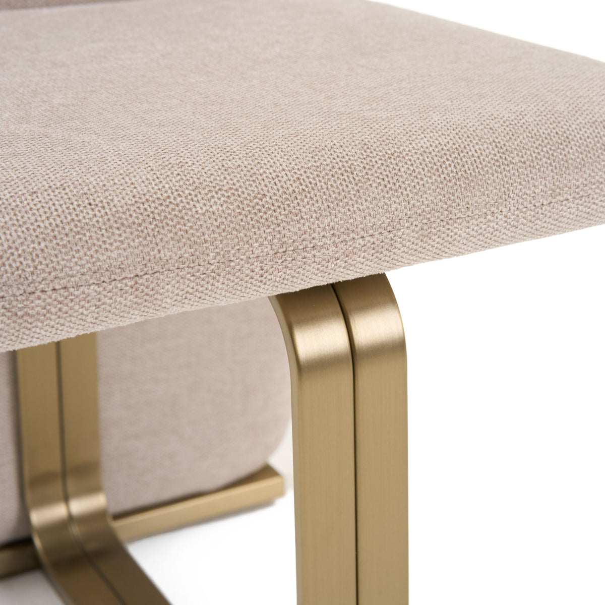 Shale Modern Beige Linen + Brushed Brass Dining Chair (Set of 2)