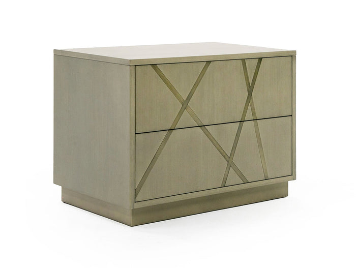 Ivo Modern Wide Birch + Brushed Bronze Nightstand
