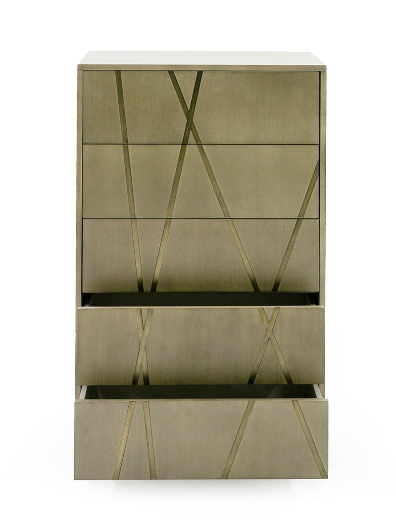 Ivo Modern Wide Birch + Brushed Bronze Chest