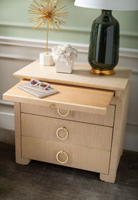 Vani 3 Drawer Natural Twill Nightstand/End Table