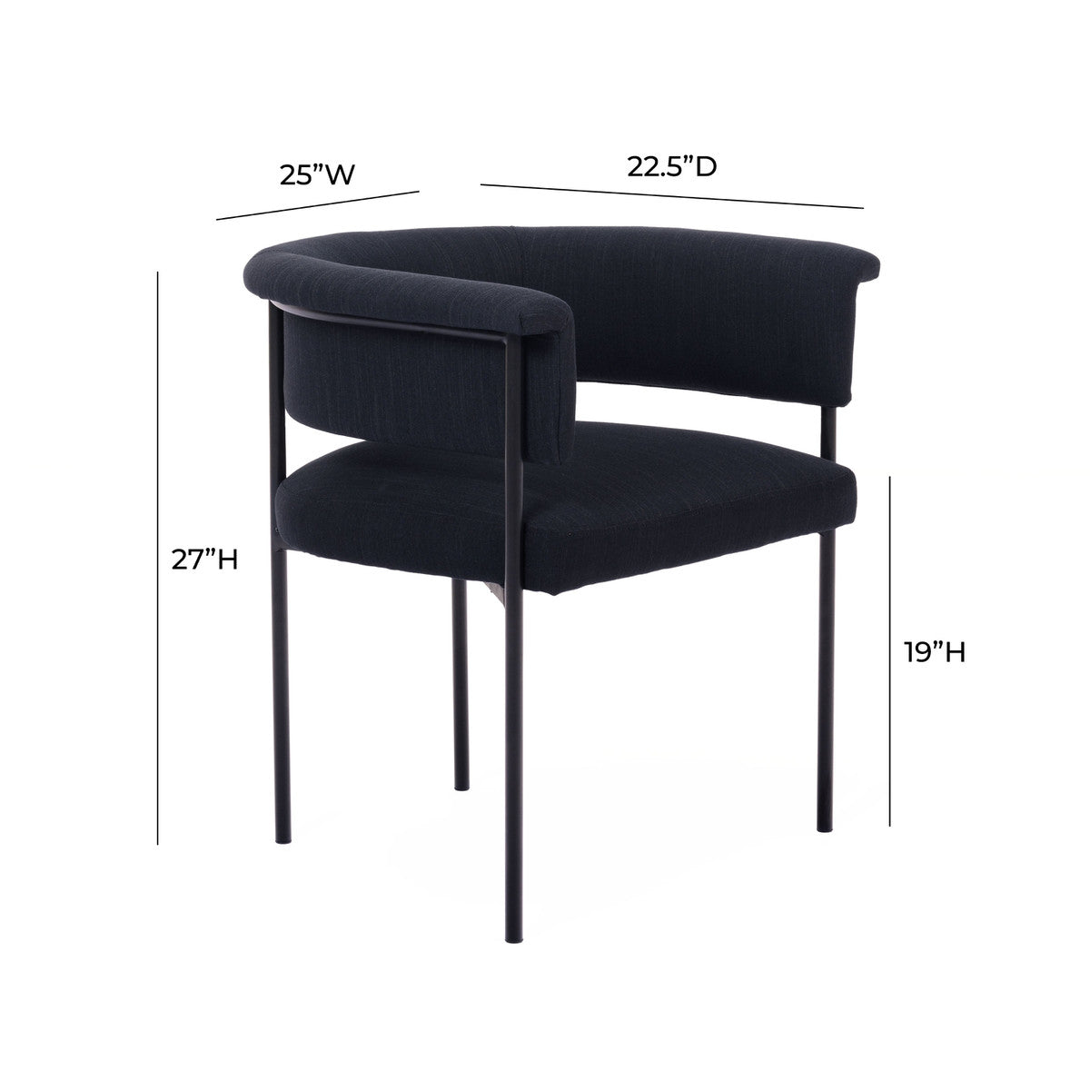 Shai Black Linen Dining Chair -Luxury Living Collection