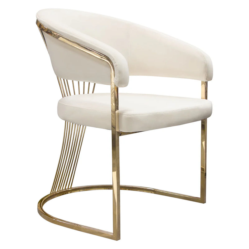 Adelpha Cream Velvet with Polished Gold Dining Chair