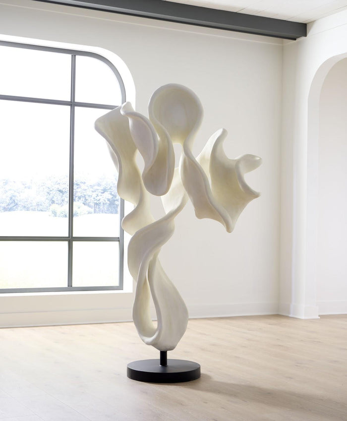 Dancing Ribbon 75”H in Faux Bleached Cast Stone Sculpture