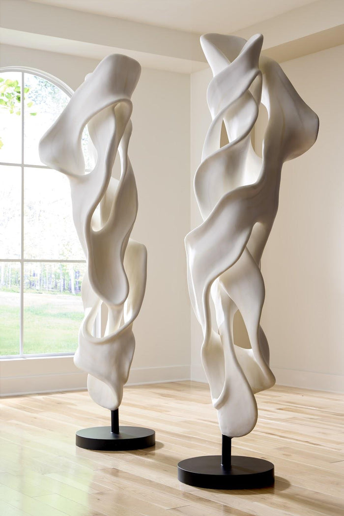 Dancing Ribbon 92”H in Faux Bleached Cast Stone Sculpture I