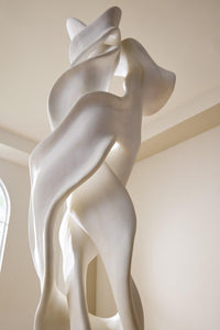Dancing Ribbon 92”H in Faux Bleached Cast Stone Sculpture I