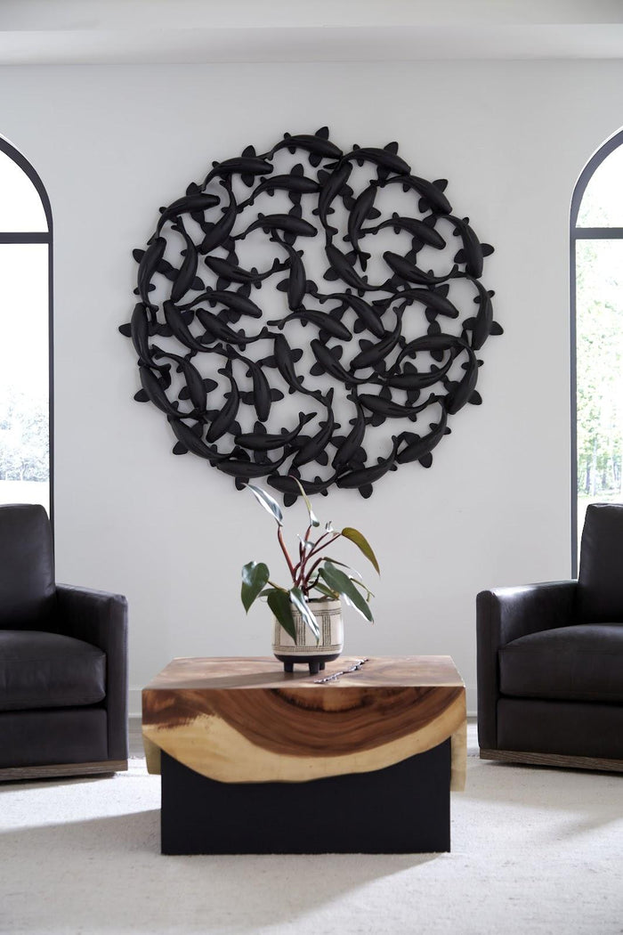 Koi 60” Matt Black Wall Art