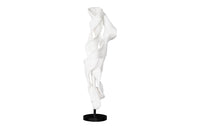 Dancing Ribbon 92”H in Coupé, Gel Coat White Cast Stone Indoor/Outdoor Sculpture