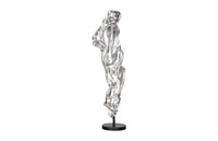 Dancing Ribbon 92”H in Coupé, Silver Leaf Sculpture