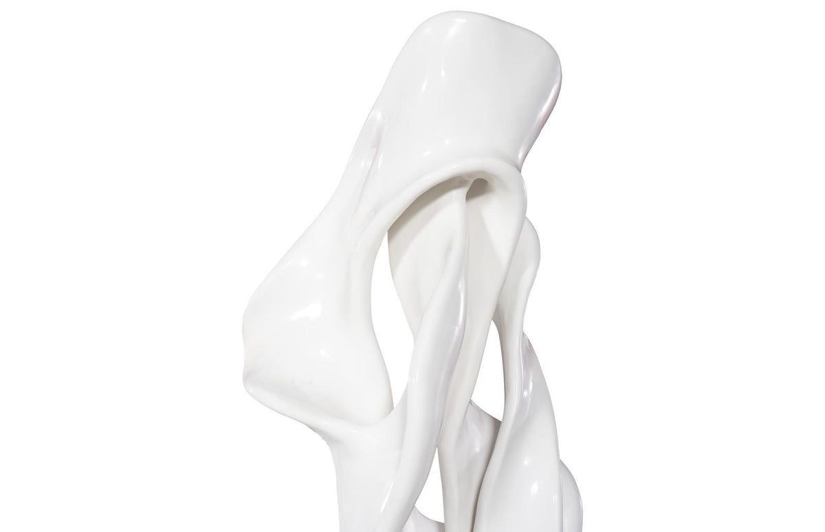 Dancing Ribbon 92”H in Coupé, Gel Coat White Cast Stone Indoor/Outdoor Sculpture