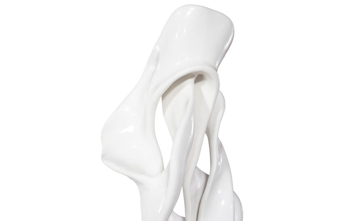 Dancing Ribbon 92”H in Coupé, Gel Coat White Cast Stone Indoor/Outdoor Sculpture
